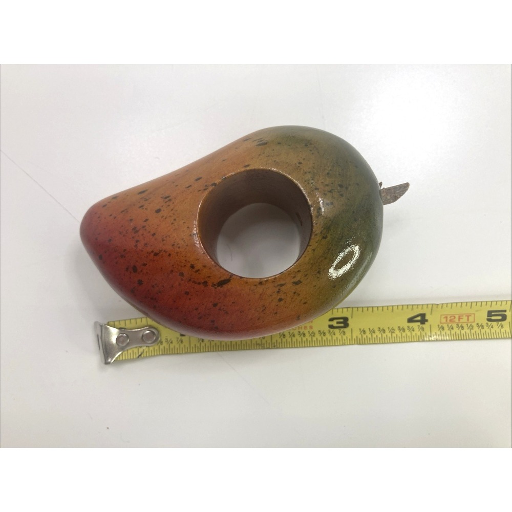 Vtg Set Of 6 Wooden Fruit Napkin Rings Hand Painted Apple Avocado Mango Etc - Picture 3 of 8